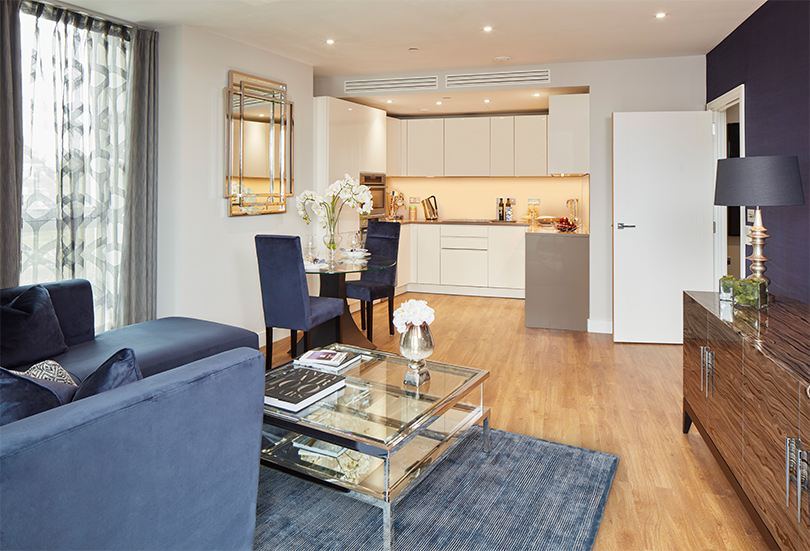 Apartment in a residential building under construction in London.