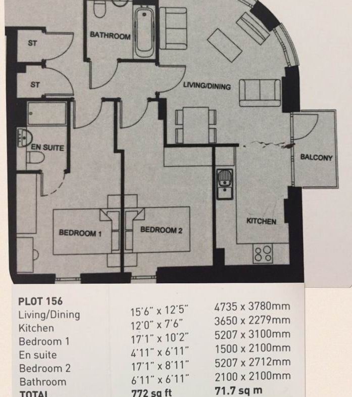 Two bedroom apartment in London.