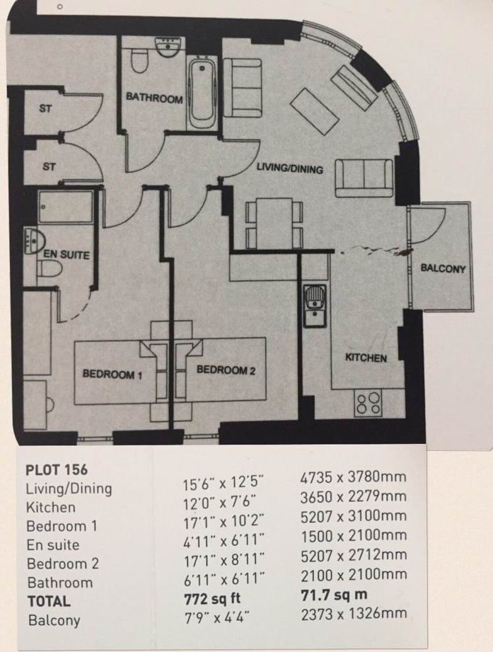 Two bedroom apartment in London.