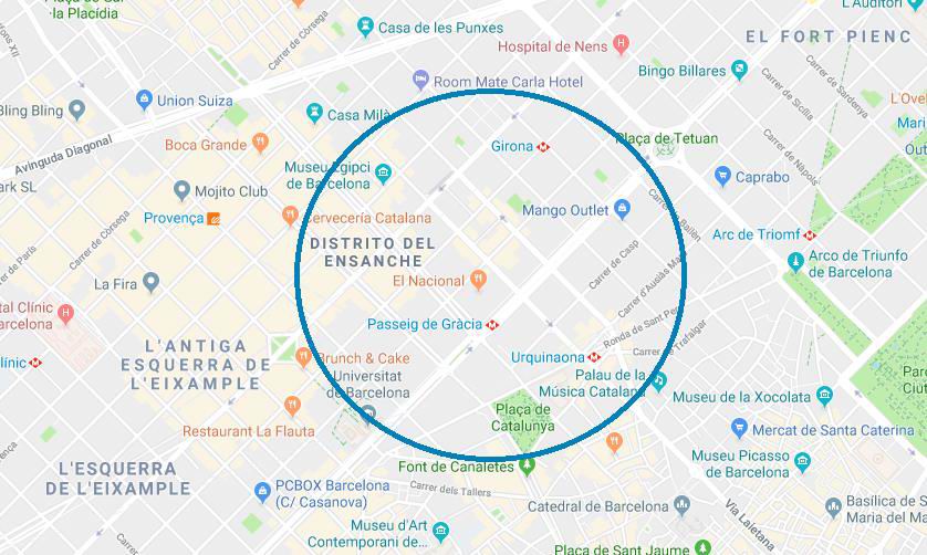 Complex of commercial premises in the center of Barcelona.