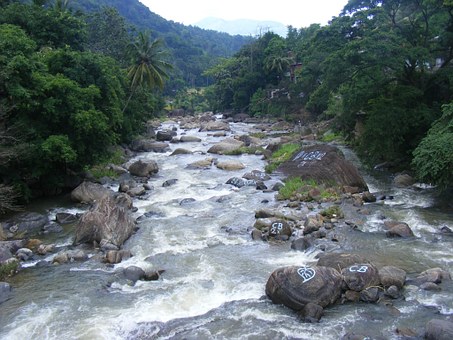 Mountain land on the river
