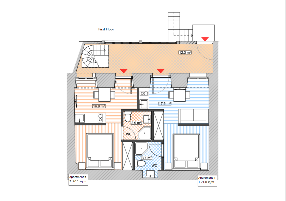 Plan-1-Floor-new Apartment in Old Tbilisi