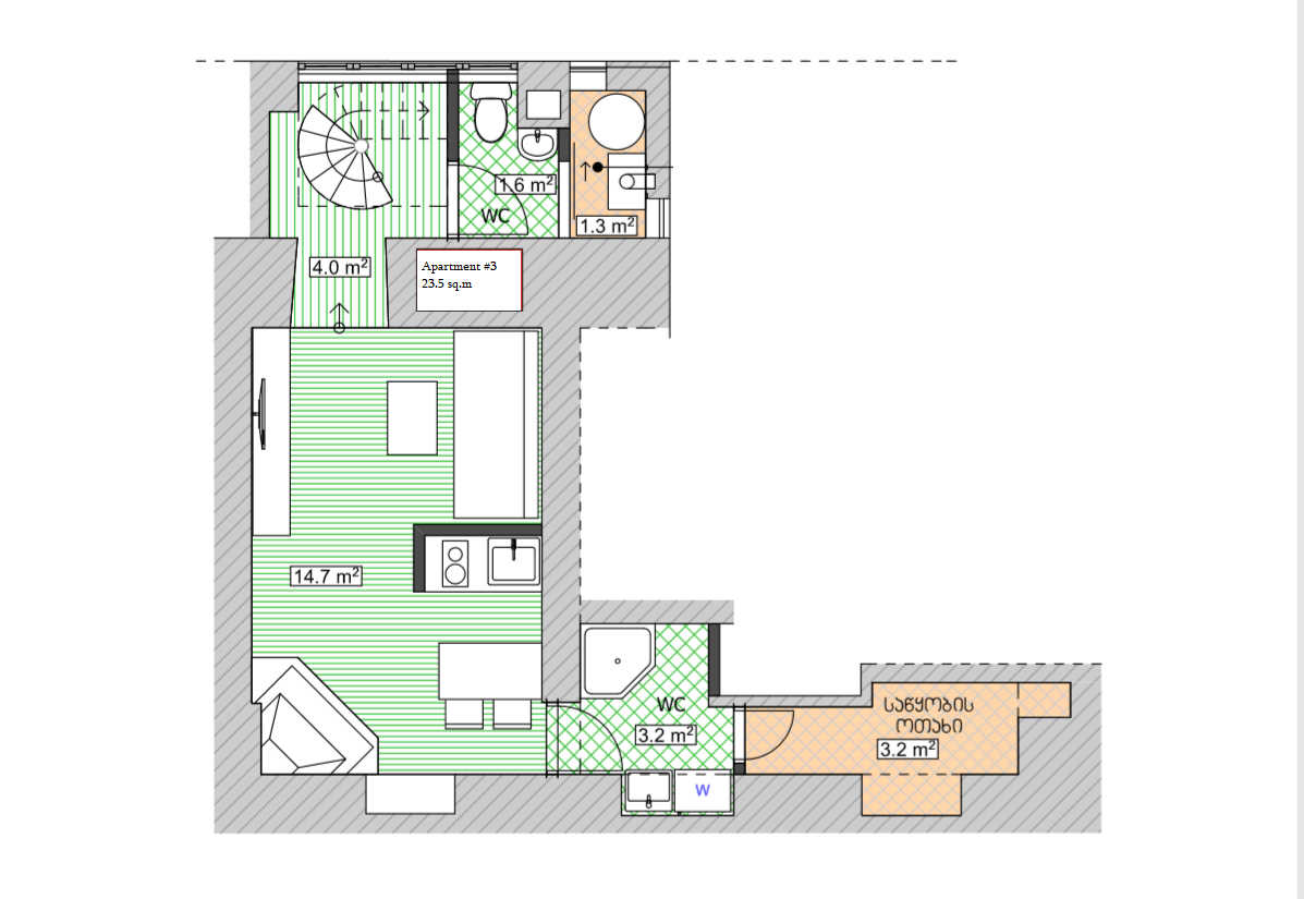 Plan-2-Floor-New Apartment in Old Tbilisi